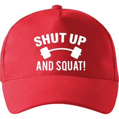 Shut up and squat so zahnutým šiltom a mosaznou sponou Červená
