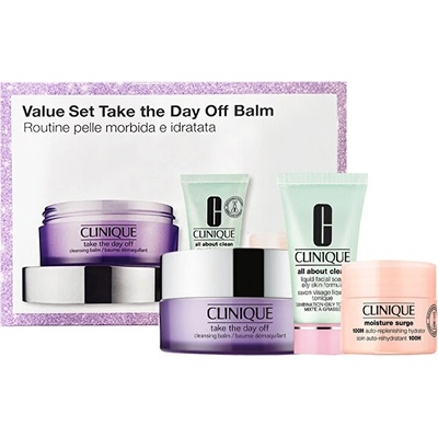 Clinique Take the Day Off Cleansing Balm dámský set odličovací balzám 125 ml + řasenka High Impact 7 ml 01 Black dárková sada