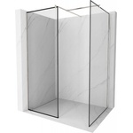 Mexen Kioto стена за душ Walk-in 140 x 80 cm, черна рамка, матиран никел - 800-140-202-97-70-080 (800-140-202-97-70-080)