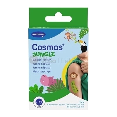 Cosmos Jungle Náplasť v tvare zvieratiek (3 veľkosti) 12 detských náplastí