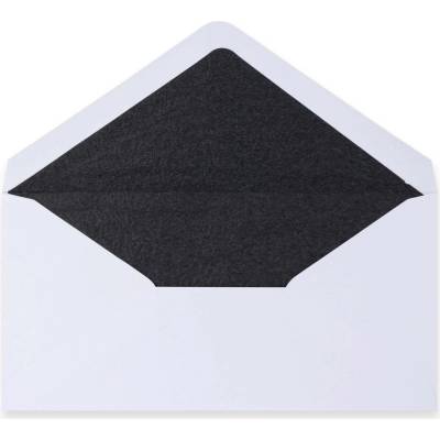 Vystlané obálky - 110 x 220 mm (DL) - Bílá + černý luxusní papír