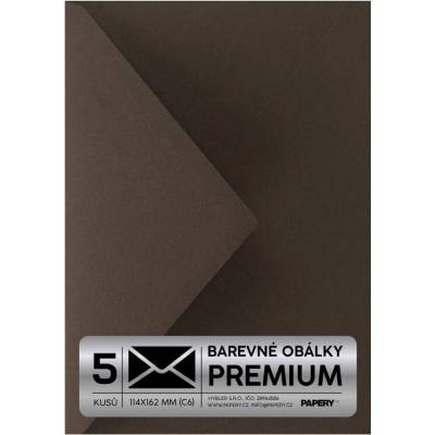 Obálka PREMIUM 5 KS (C6) 114x162 mm Kakaová Vintage