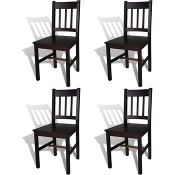 Image 1 of vidaXL Трапезни столове, 4 бр, тъмнокафяви, борова дървесина (241517)