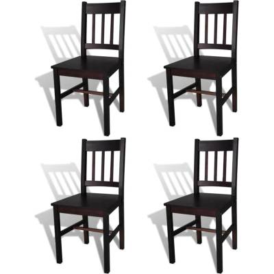 vidaXL Трапезни столове, 4 бр, тъмнокафяви, борова дървесина (241517)