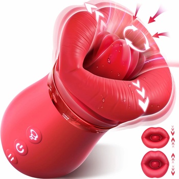SuperLove 4in1 Big Mouth Sucking & Licking Rose Red