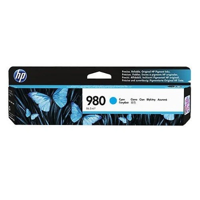 HP 980 Cyan Original Ink Cartridge глава и патрон за мастиленоструен принтер 1 броя Оригинал Стандартен добив Синьо-зелен (D8J07A) (D8J07A)