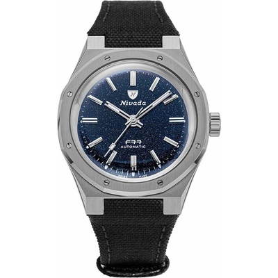 Nivada Grenchen F77 Titanium Dark Blue Aventurine - Canvas Velcro Strap