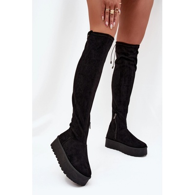 Big star shoes Дамски ботуши над коляното на платформа Big Star - черни BIG STAR SHOES | Cheren | ЖЕНИ | 38