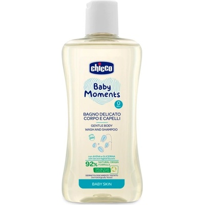 Chicco Baby Moments jemný dětský šampon na vlasy a tělo 200 ml