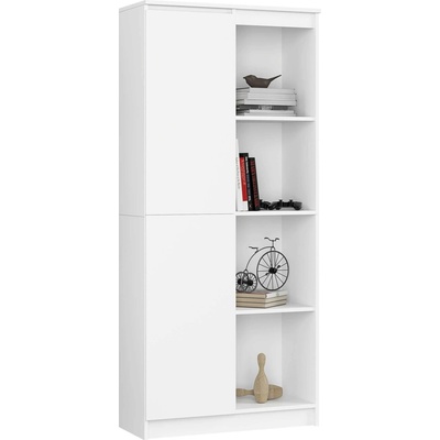 Ak furniture Regál Rexa 80 cm 1 skrinka a 4 police biely