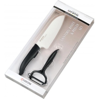 KYOCERA (Kyoto Ceramics - Япония) Комплект керамичен нож и белачка KYOCERA - черен (Kyocera FK-140 WH-BK + CP-10-NBK)