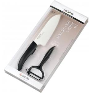 KYOCERA (Kyoto Ceramics - Япония) Комплект керамичен нож и белачка KYOCERA - черен (Kyocera FK-140 WH-BK + CP-10-NBK)