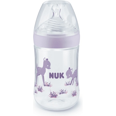 Nuk Шише NUK - Nature Sense, Temperature Control, РР, 260 ml, силиконов биберон M, лилаво (old- 10741963-purple)