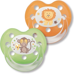Baby-Nova Бебешка каучукова залъгалка силикон Baby Nova - 2 броя - оранжева и зелена (28140) - baby