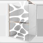 Mexen Kioto+ душ панел със стойка Walk-in 120 x 200 см, бяла вълна, розово злато - 800-120-121-60-97 (800-120-121-60-97)