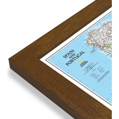 National Geographic Španělsko, Portugalsko - nástěnná mapa Classic 85 x 55 cm Varianta: mapa v dřevěném rámu, Provedení: Pegi tmavý ořech