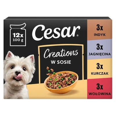 Cesar Creations Mix Flavors hovězí kuřecí jehněčí krůtí pro dospělé psy 12 x 100 g