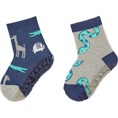 Sterntaler Детски чорапи със силиконова подметка Sterntaler - С животни, 23/24 размер, 2-3 години, 2 чифта (8032220-355)