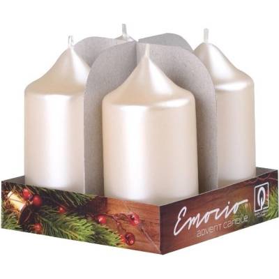 Emocio adventní válec 4ks 4 x 75 mm Perla krém