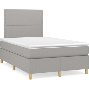 vidaXL Боксспринг легло с матрак, светлосиво, 120x190 см, плат (3269923)