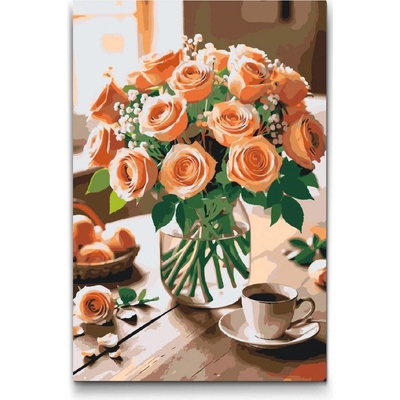 Vymalujsisam.cz Kytice růží ve váze 40 x 60cm Pouze srolované plátno – Zboží Dáma
