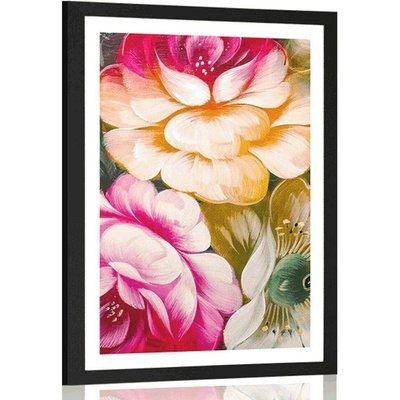 Plakát s paspartou impresionistický svět květin - 20x30 white