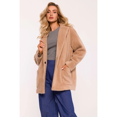 Made Of Emotion Woman's Cropped teddy blazer beige oranžová