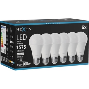 Mexen Nova 6x LED крушка E27, A60, 15W, Неутрална - 4000K, 1575 lm - L100-E27-1540-01x06 (L100-E27-1540-01x06)