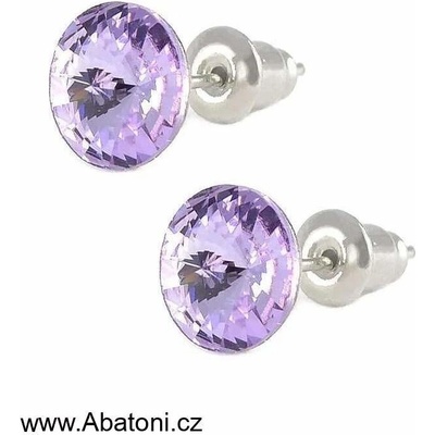 Swarovski Elements Rivoli vlepený krystal stříbrné náušnice pecky puzety fialové kulaté 51037.3 Violet fialová velmi světlá lila