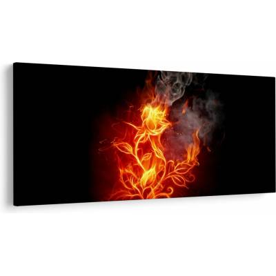 Obraz - Ruže v ohni, jednodielne 200x100 cm