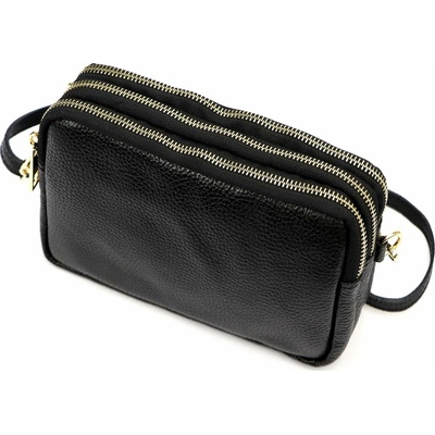 Luka dámska kožená crossbody kabelka čierna na plece 26-088 DOLLARO
