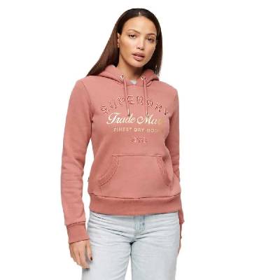 Суичър Superdry Luxe Metallic Logo hoodie - Pink (Withered Rose)