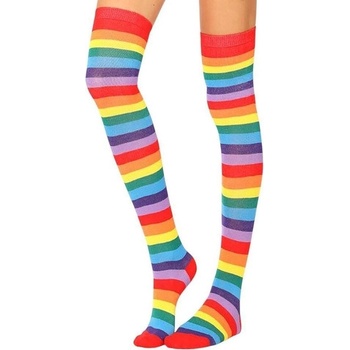 Дамски 7/8 раирани чорапи в цветовете на дъгата