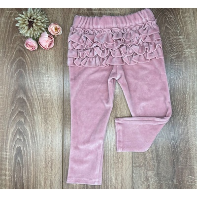 Baby Powder Handmade Velurové kalhoty s volánky na zadečku růžové růžová