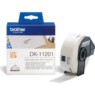 Brother Етикетна лента Brother - DK-11201, 29x90mm, черна/бяла (DK11201)