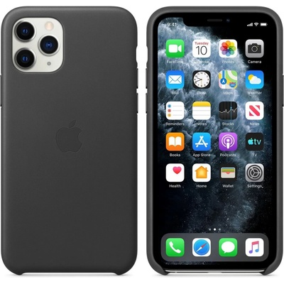 Apple Оригинален гръб Leather за Apple iPhone 11 Pro - Черен