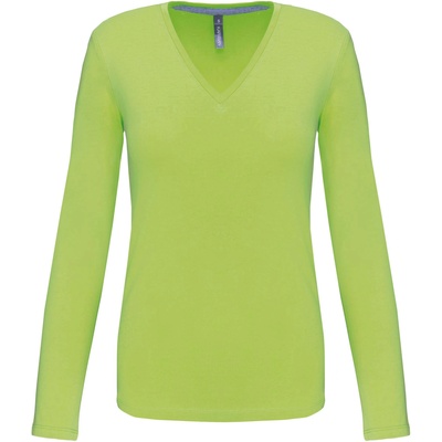 Kariban v-neck k382 / Дамска тениска с дълъг ръкав - лайм m (20k38212202)