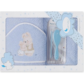INTERBABY Osuška froté KRÁLICI + kefa MODRÁ