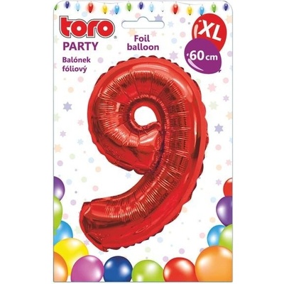 TORO Balónik XL číslica 9 60 cm matne červený