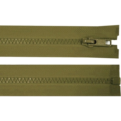 Kostený zips šírka 5 mm dĺžka 70 cm bundový Farba: 298 zelená khaki - tmavá