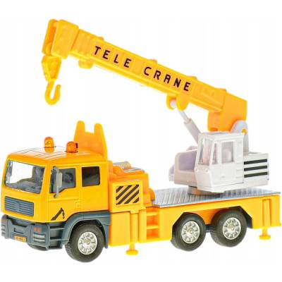 Kids Globe Traffic jeřáb kov 15cm na zpětný chod na baterie se světlem a zvukem v krabičce