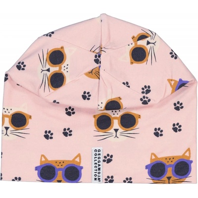 Dětská tenká bambusová čepice Pink Cool Cats Geggamoja