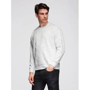 Ombre Clothing Мъжки суитшърт RELAXED FIT с релефни букви - екрю V2 B1712 Ombre Clothing Ombre Clothing | Bezhov | МЪЖЕ | L
