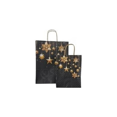 Taška papierová STARS, 32+13 x 41 cm, vianočný vzor