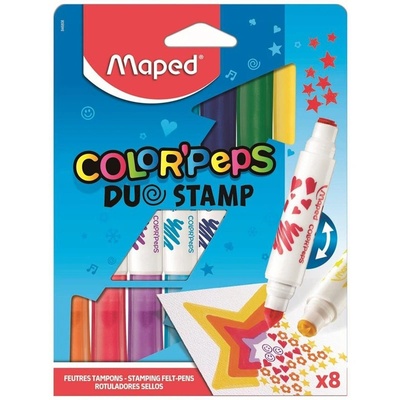 Maped Комплект от 8 карти с 2 края, Maped Color`Peps Duo Stamp, 7, 5 мм, многоцветен (846808) (846808)