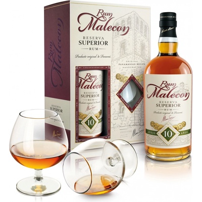 Malecon Superior 10y 40% 0,7 l (dárkové balení 2 sklenice)