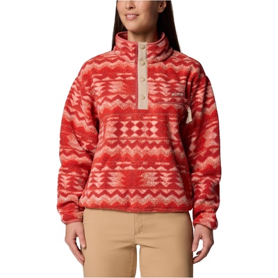 Columbia Дамски поларен пуловер Columbia Women's Helvetia II Printed Cropped Half Snap Fleece jumper - Poppy Red / Retrotree - размер XL (105-6166-0915)