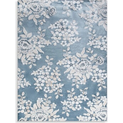 Takoy Koberec 140x190 cm modro-krémový s motivem květin IMPRESIVE 1-HF-490822 | 140 x 190 cm