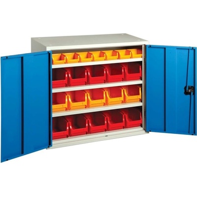 Rudeta Skříň s plastovými boxy 750x800x380, modré dveře – Sleviste.cz