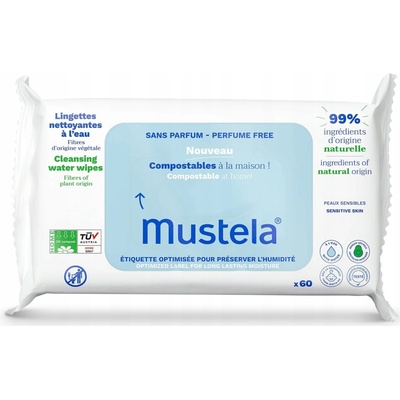 Mustela kompostovateľné čistiace obrúsky s vodou 60 ks